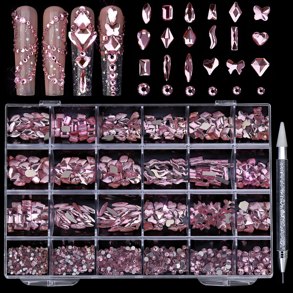 2400 pcs Flat Back AB Nail Rhinestones Multi Shape