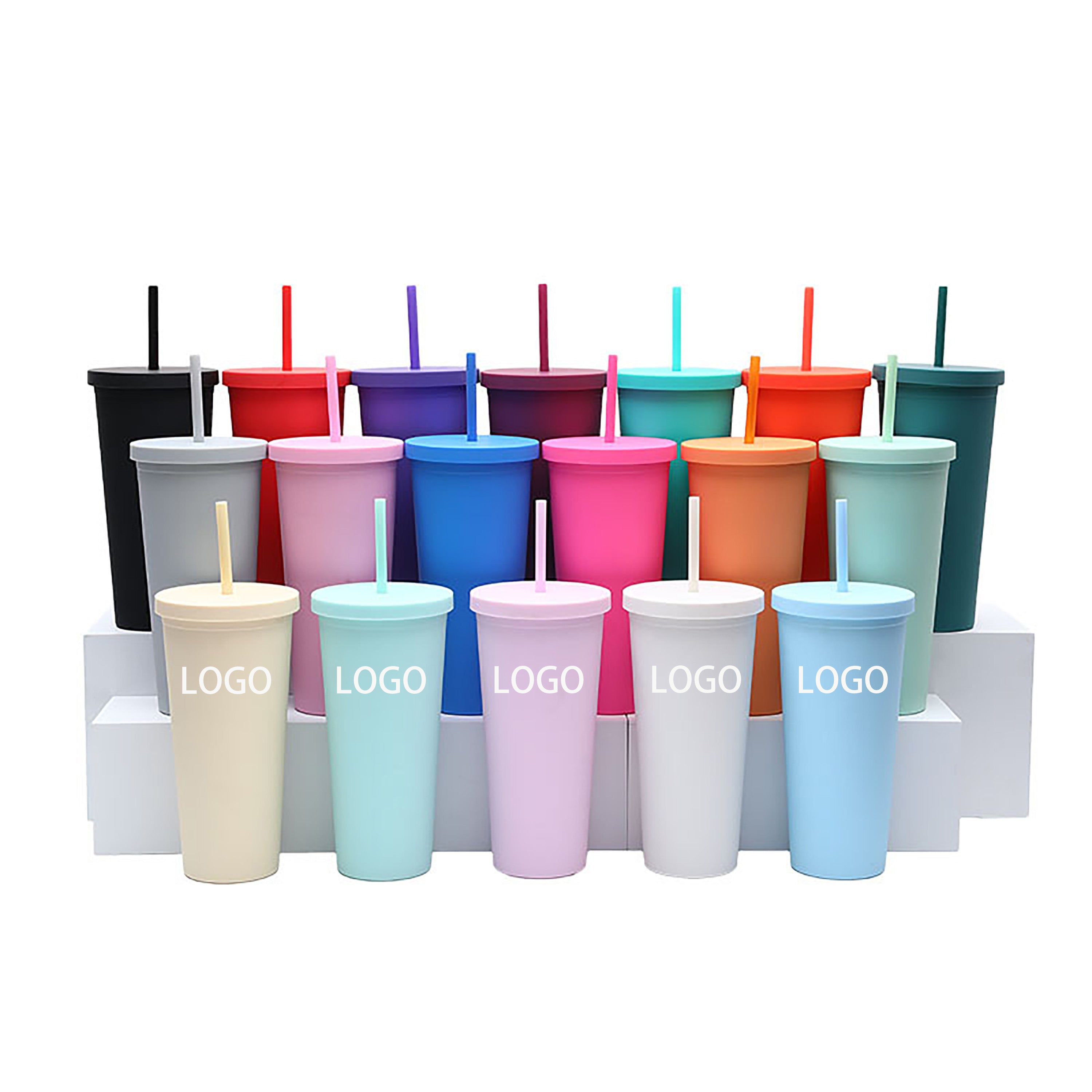 24 Oz. Modern Flat-Lid Plastic Tumbler