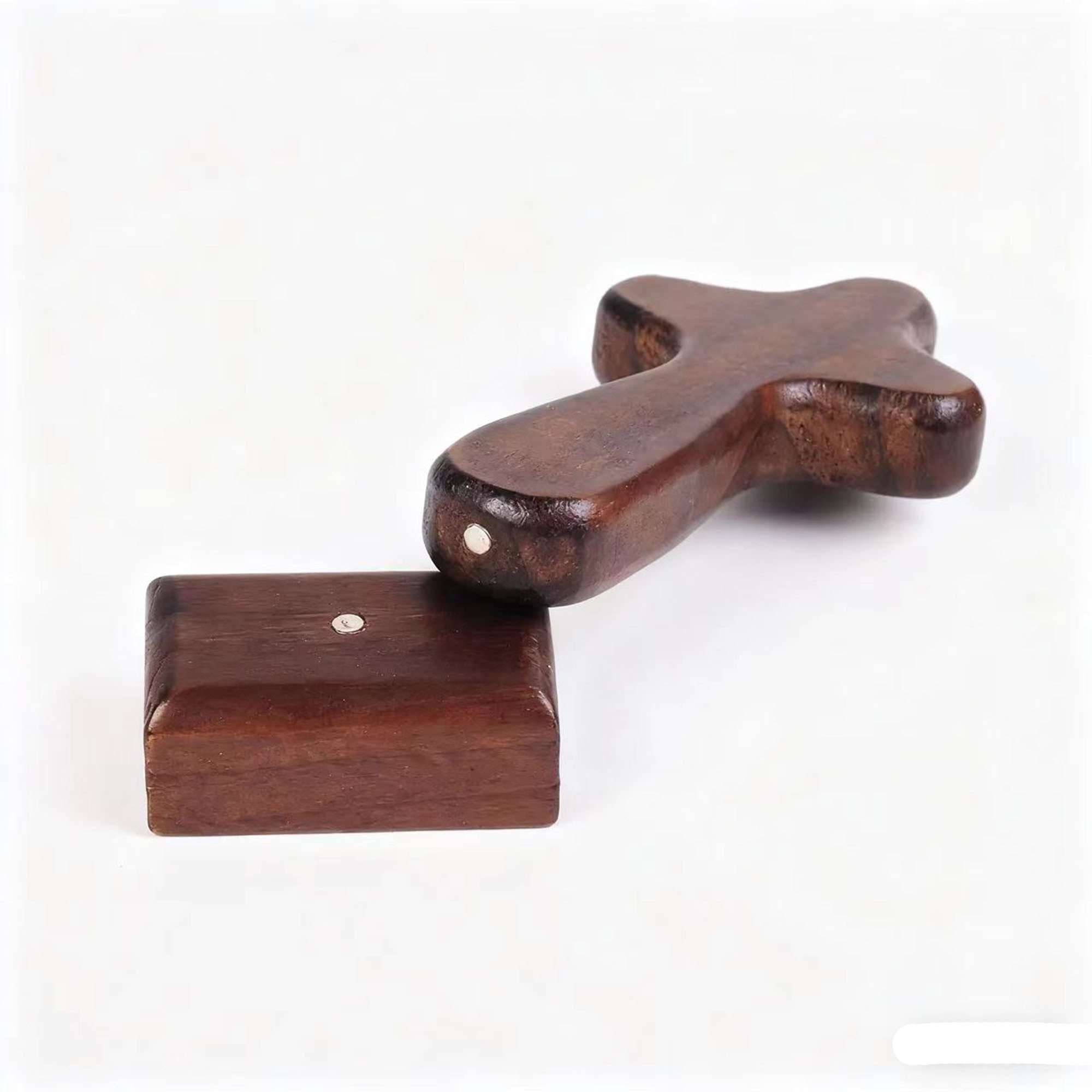 Handcrafted Pine Wood Magnetic Cross with Base Joint Cross