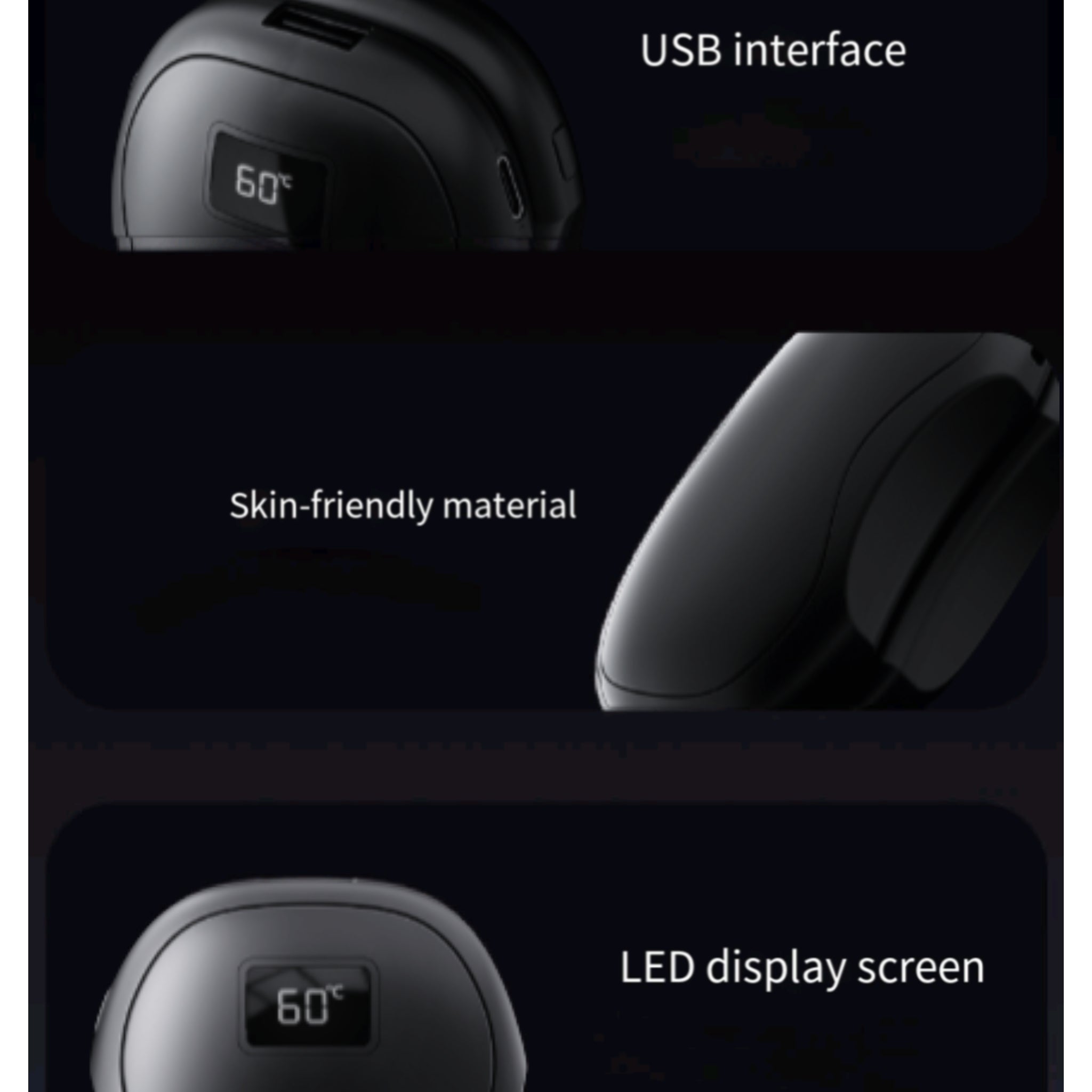 Magnetic HandWarmer Detachable Digital Display USB FastHeat