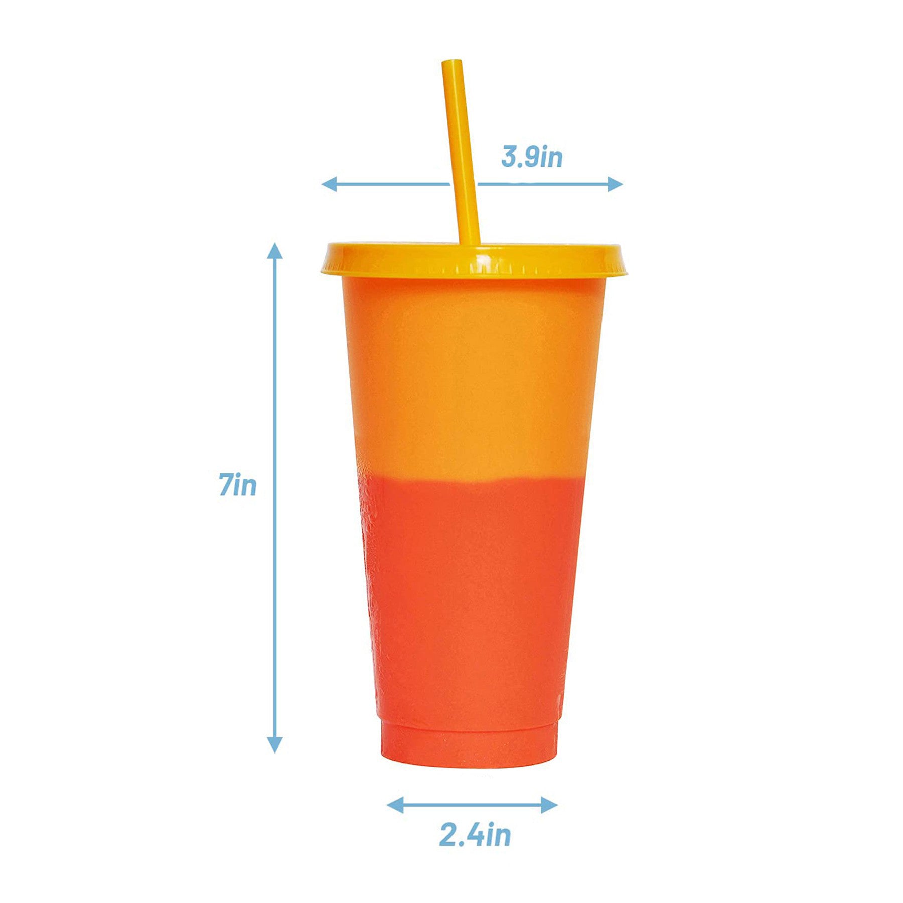 24Oz Reusable Color-Changing Tumbler With Lids And Straws
