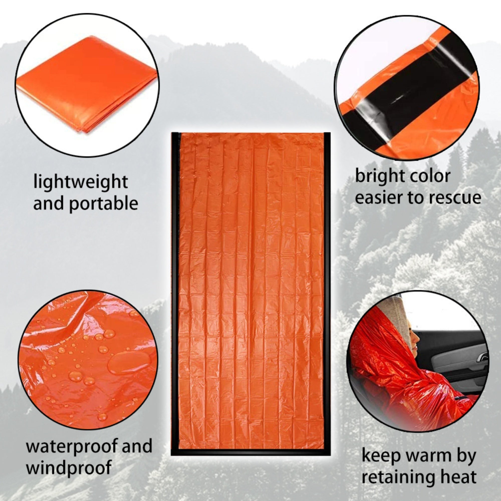 Pe Aluminum Film Emergency Sleeping Bag With A Whistle