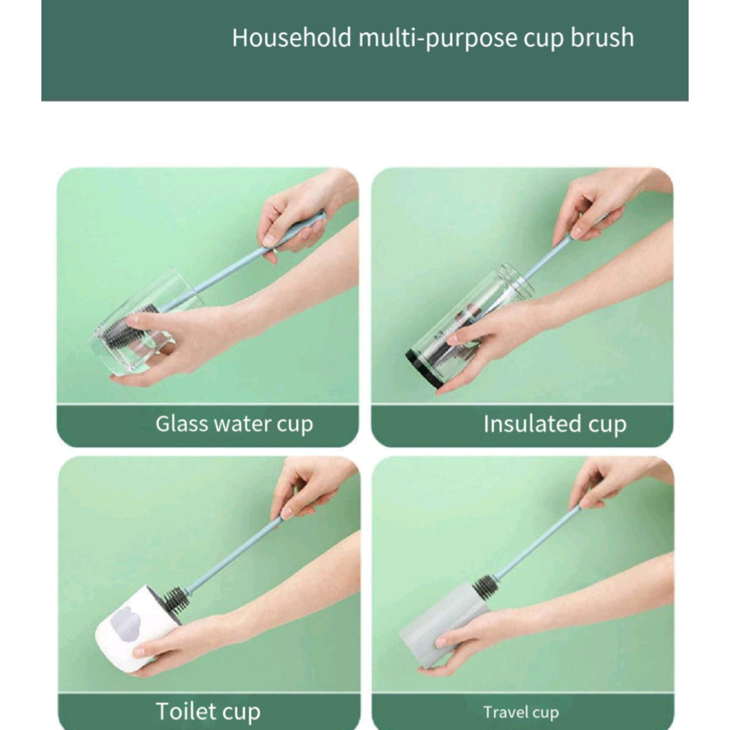 Silicone Long Handle Bottle Brush Cleans Corners
