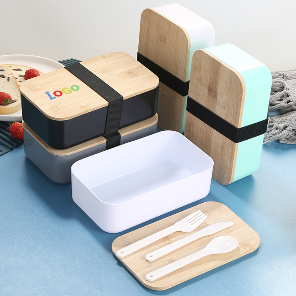 Bamboo Lid Lunch Box With Utensils