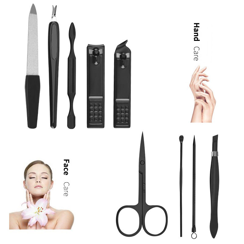 9 In 1 Black Manicure Set Nail Clippers Kit