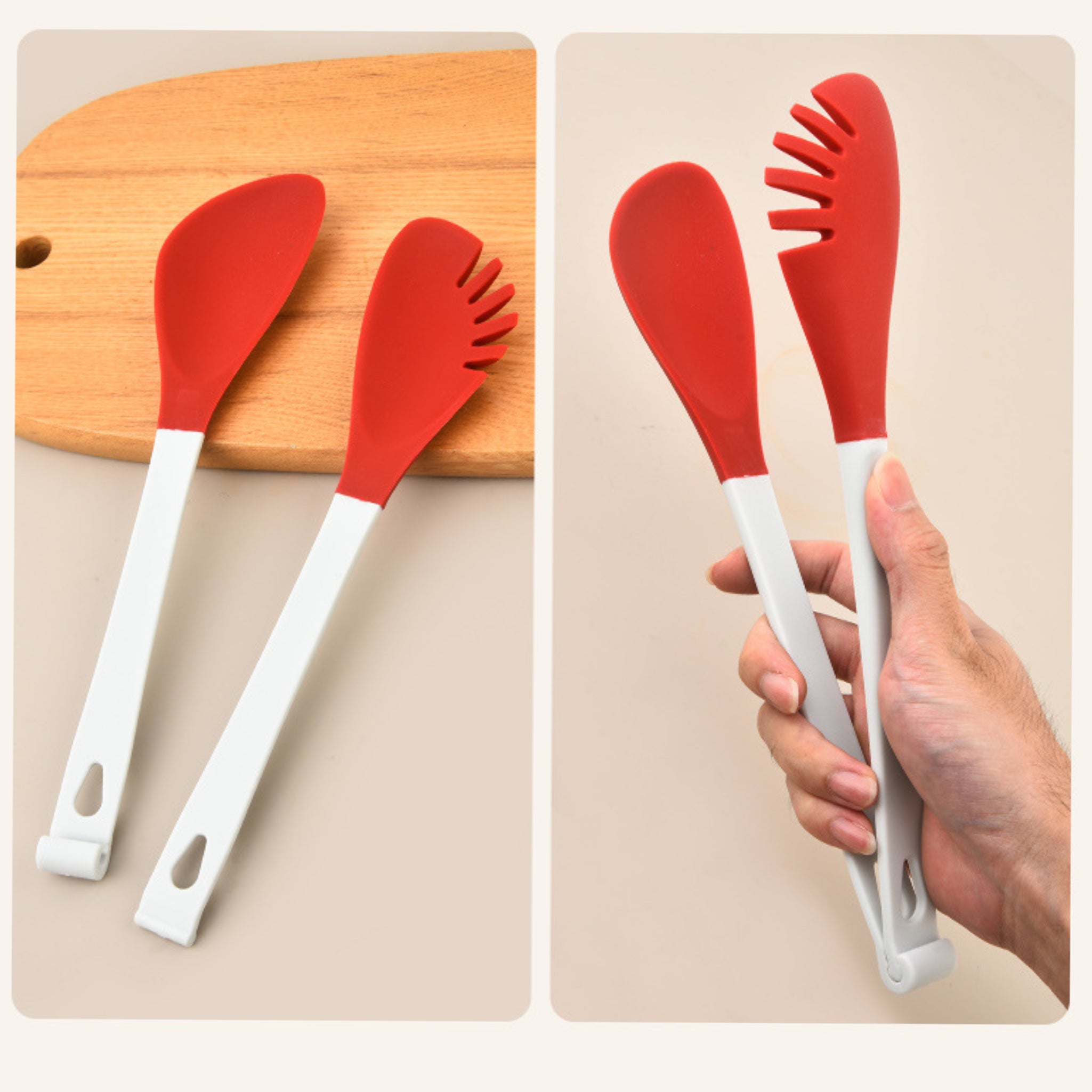 2-in-1 Silicone Food Tongs