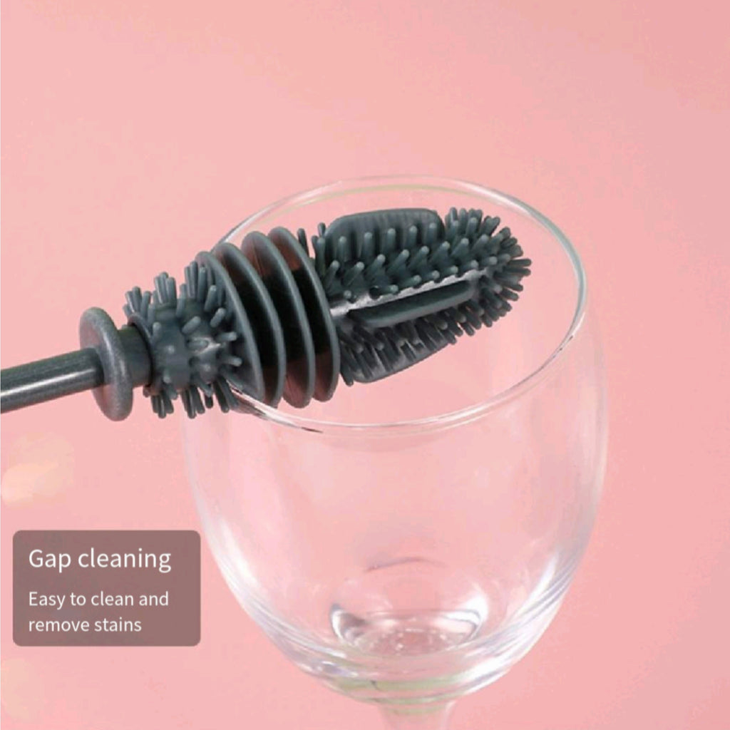 Silicone Long Handle Bottle Brush Cleans Corners