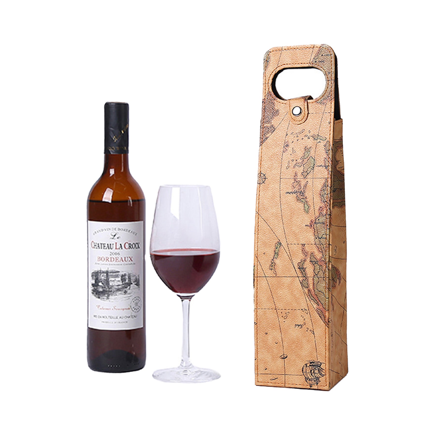 Reusable A Bottle Of Leather Wine Tote Bag