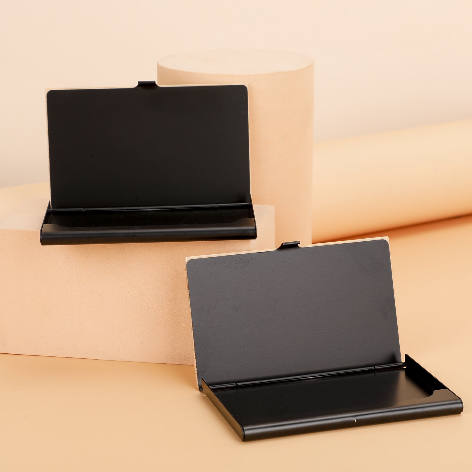 Wood Grain Metal Business Card Holder