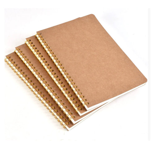 A5 Spiral Notebook, Kraft Paper Cover Journal
