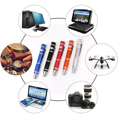 8-in-1 Aluminum Tool Pen With Screwdriver