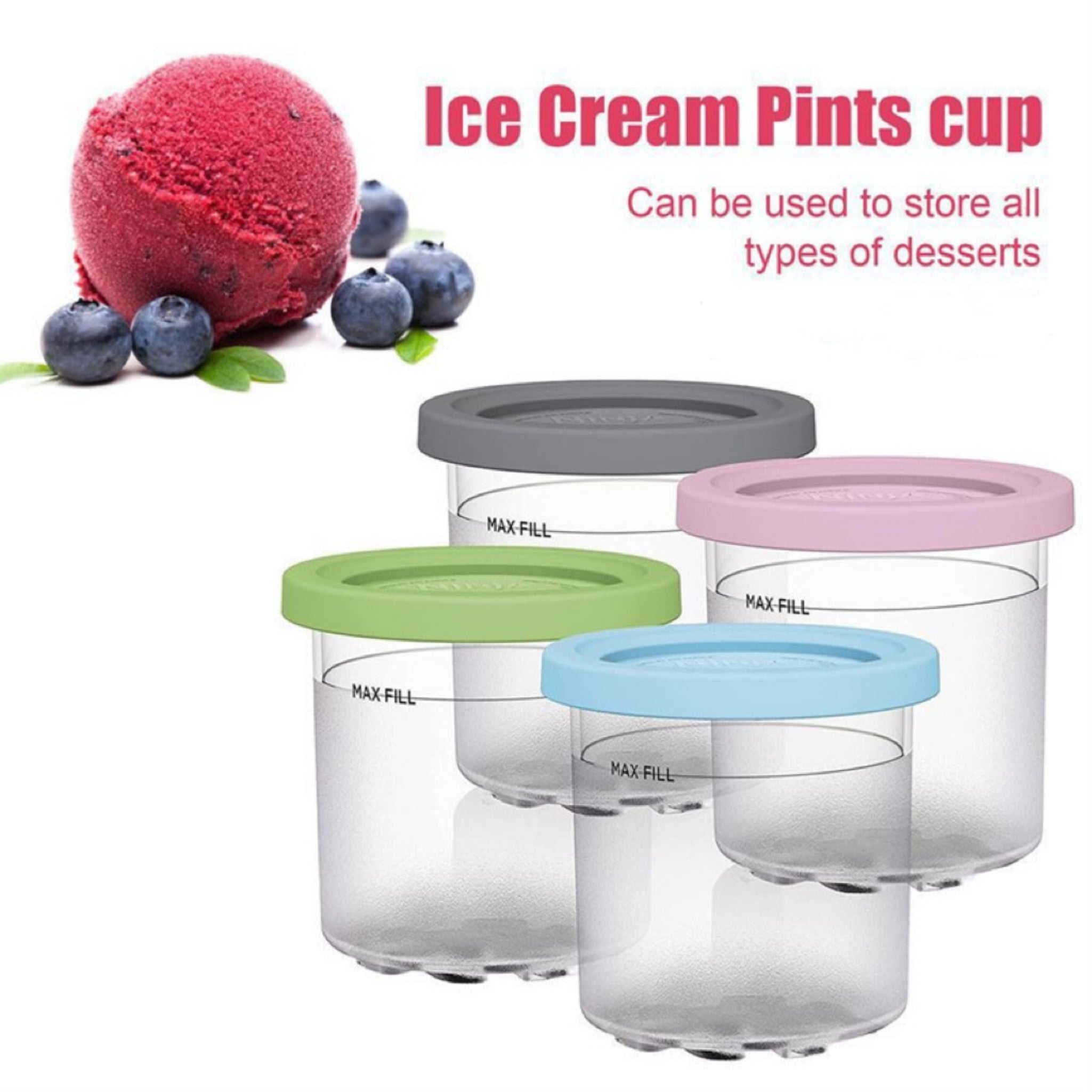 4 Durable Ice Cream Containers