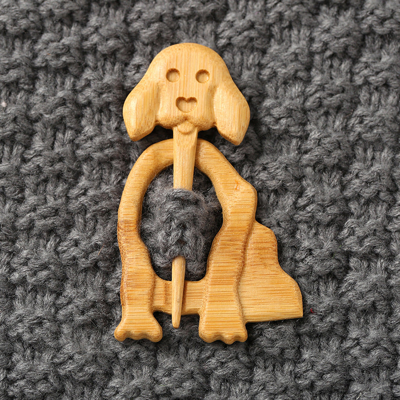 Wooden Animal - Pattern Brooch Pin Gift