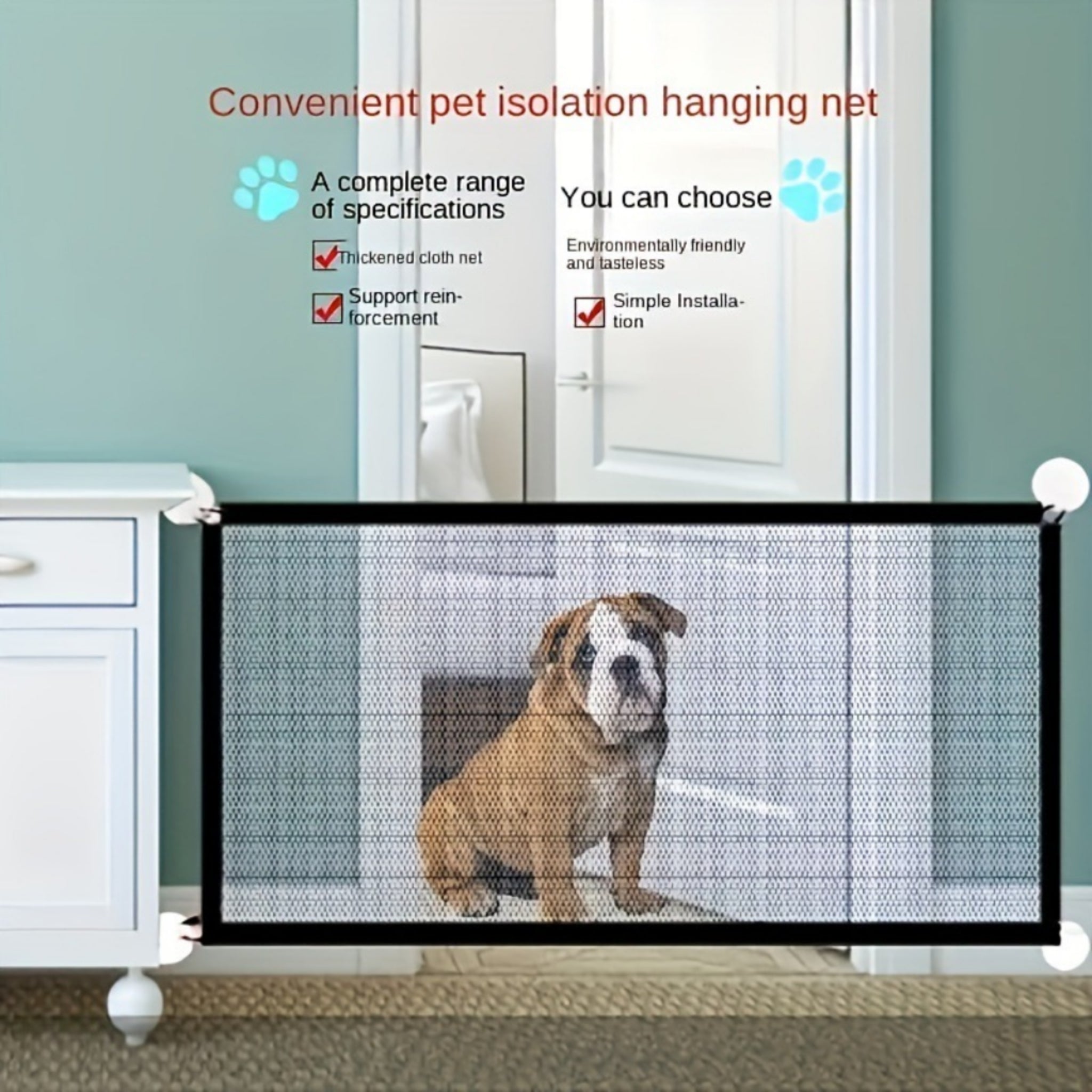 No Drill Pet Gate Safety Barrier With Thickened Mesh
