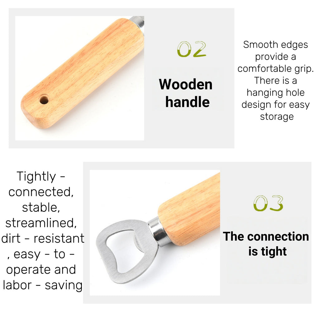 Simple Wooden - Handle Stainless - Steel Bottle Opener
