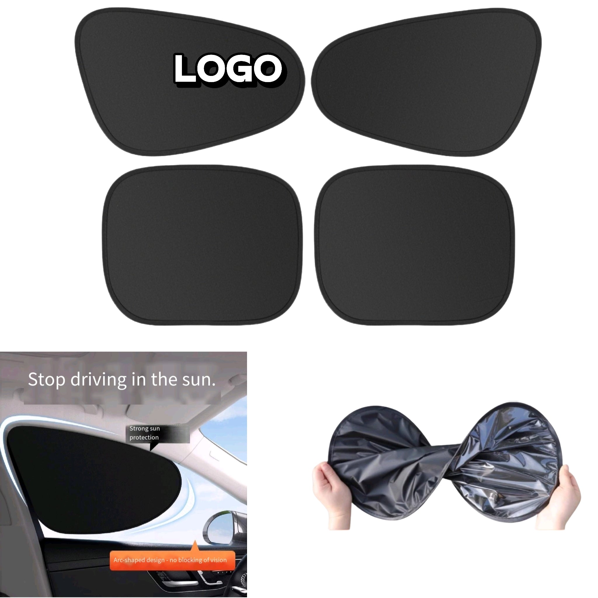 Car Static Cling Sun Shade Arc Clear Mirror Universal