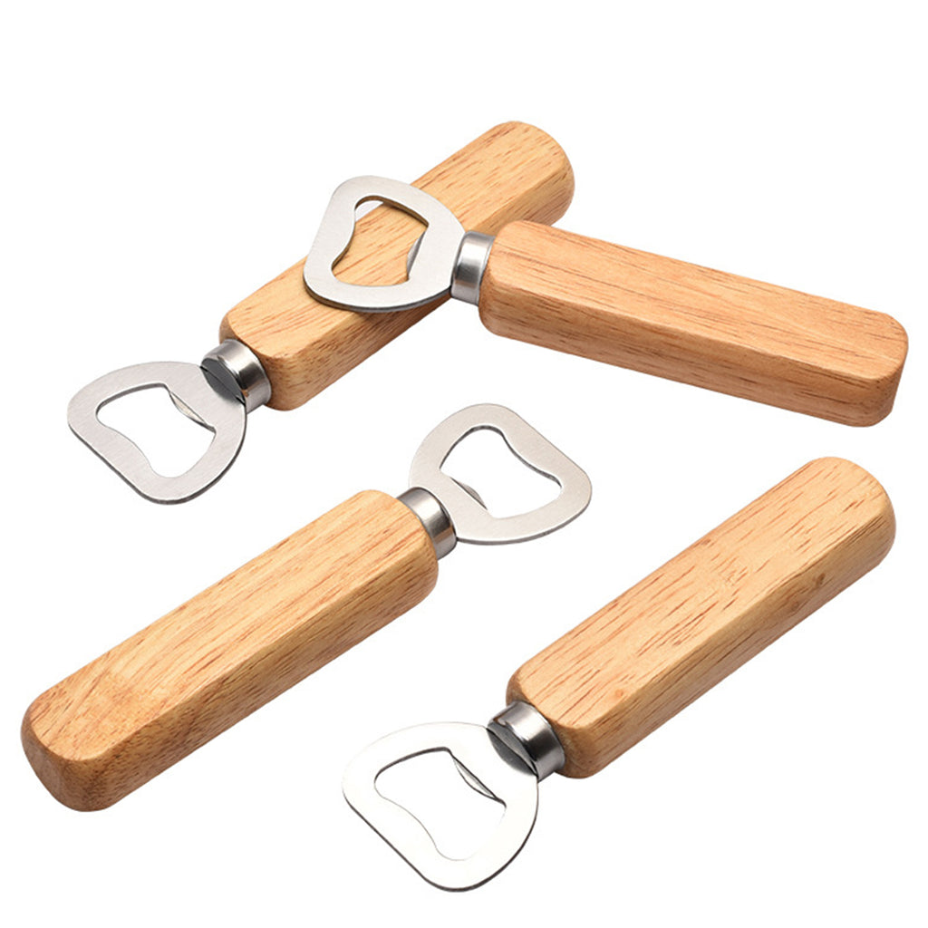 Rubber Wood Handle Bottle Opener