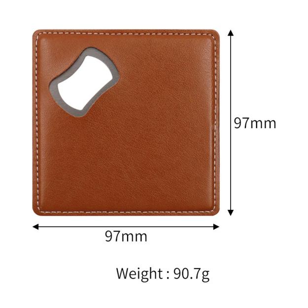 Custom Logo Laserable Leatherette Bottle Opener Coaster High Quality Stainless Steel Bottle Opener