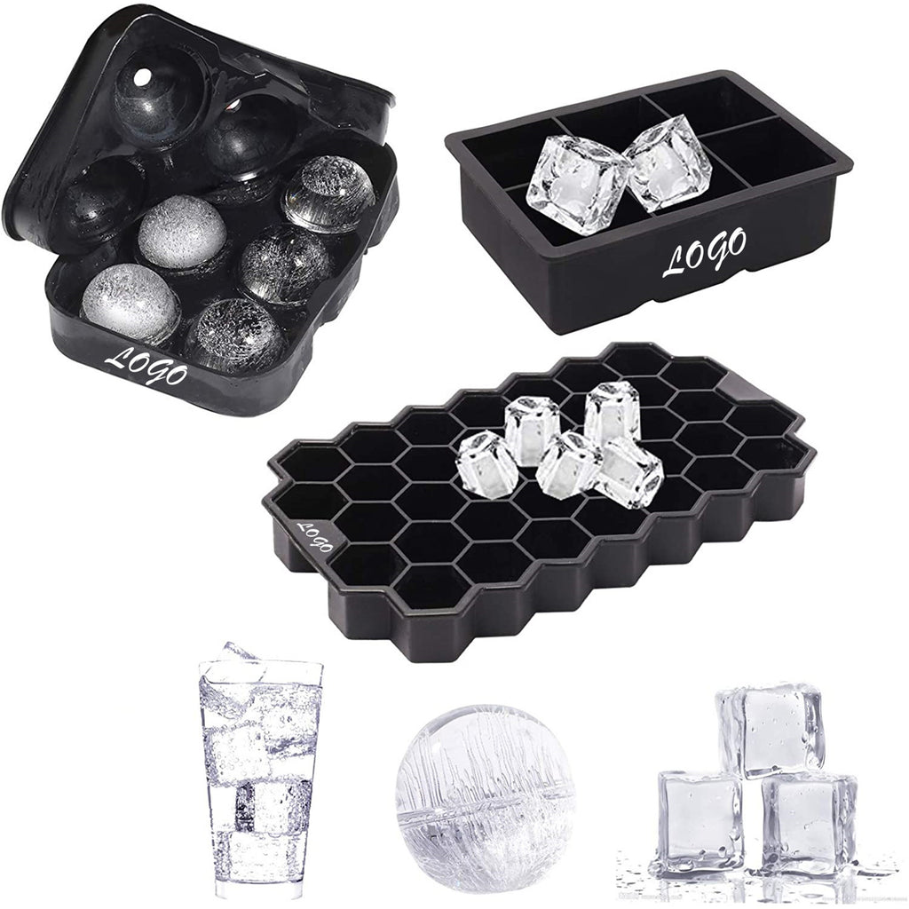 3-Piece Silicone Ice Cube Tray Set