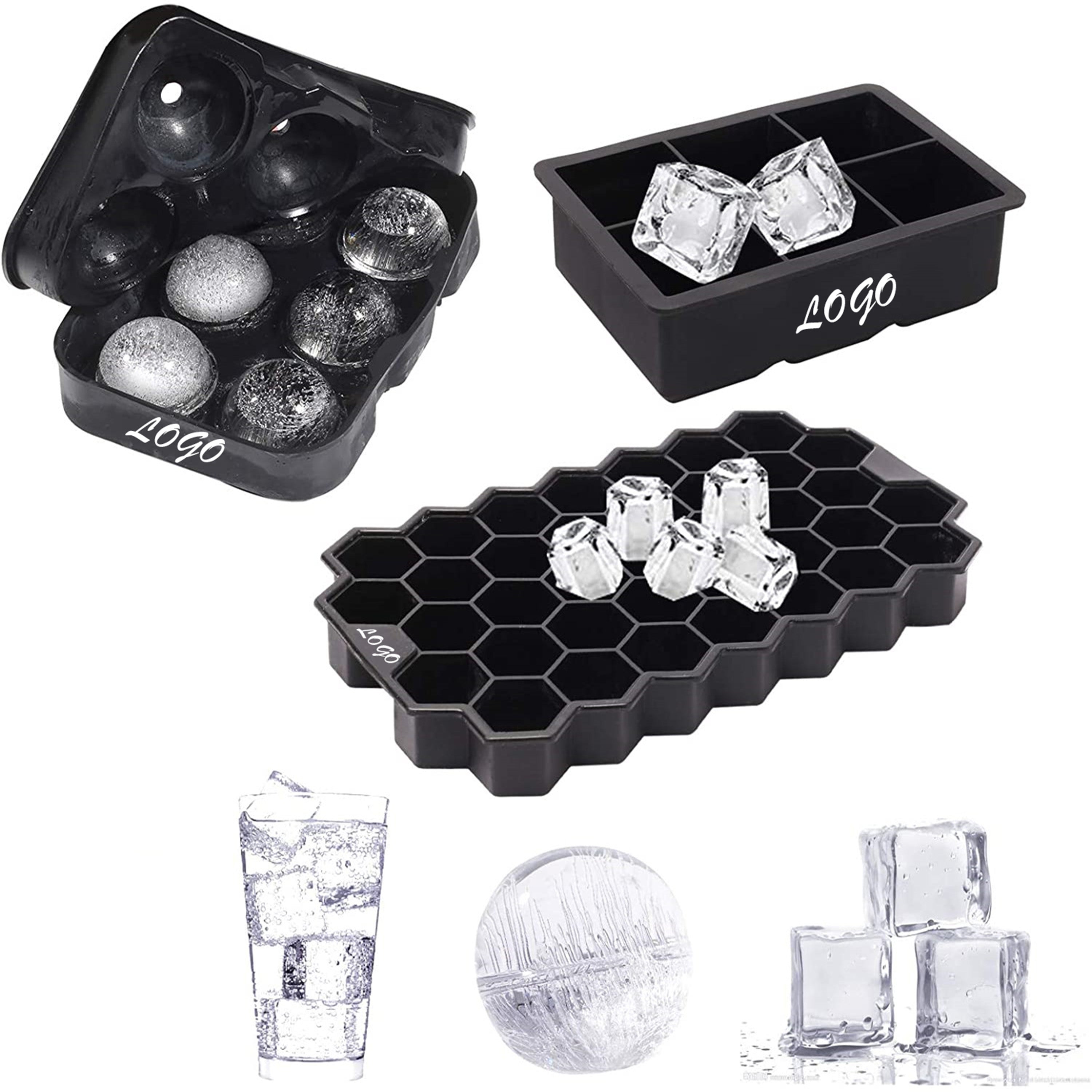 3-Piece Silicone Ice Cube Tray Set