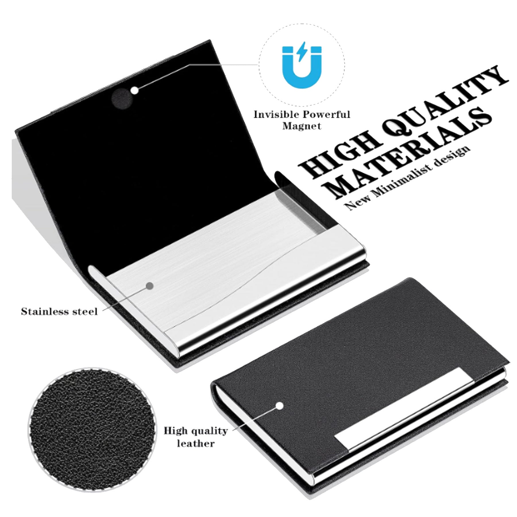 Stainless Steel And Leather Business Card Holder Case