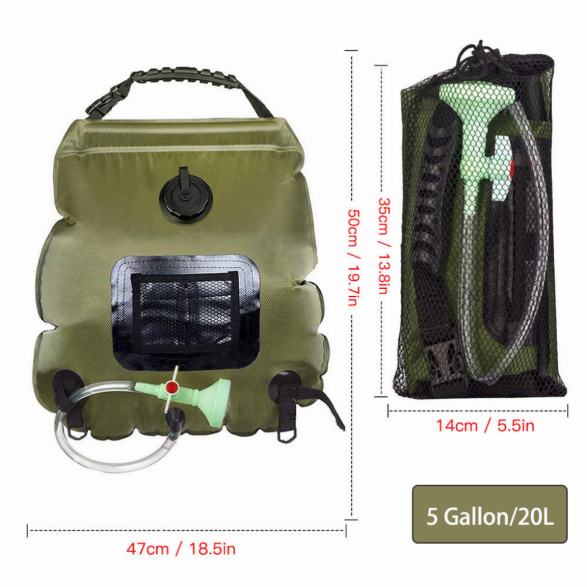 Portable Solar Shower Heated 5-Gallon Emergency
