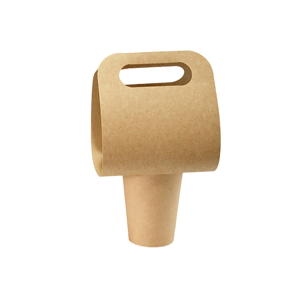 Disposable Kraft Paper Cup Holder With Handle