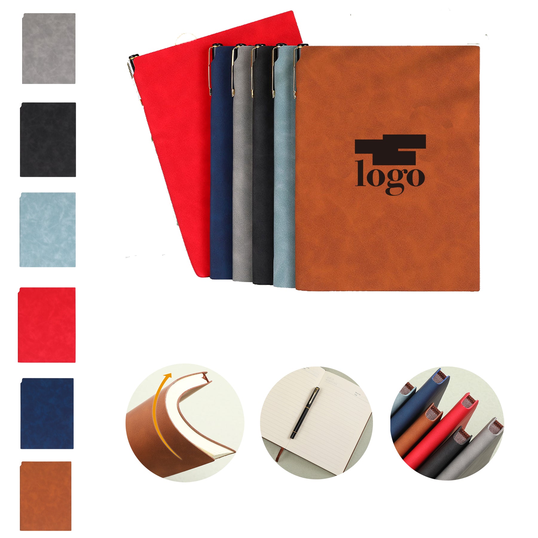 Business Soft Leather Insert Pen Office Notebook