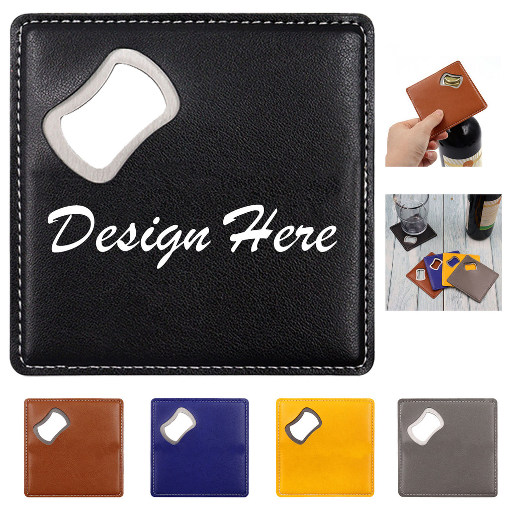 Leather and Stainless Steel Square Bottle Opener