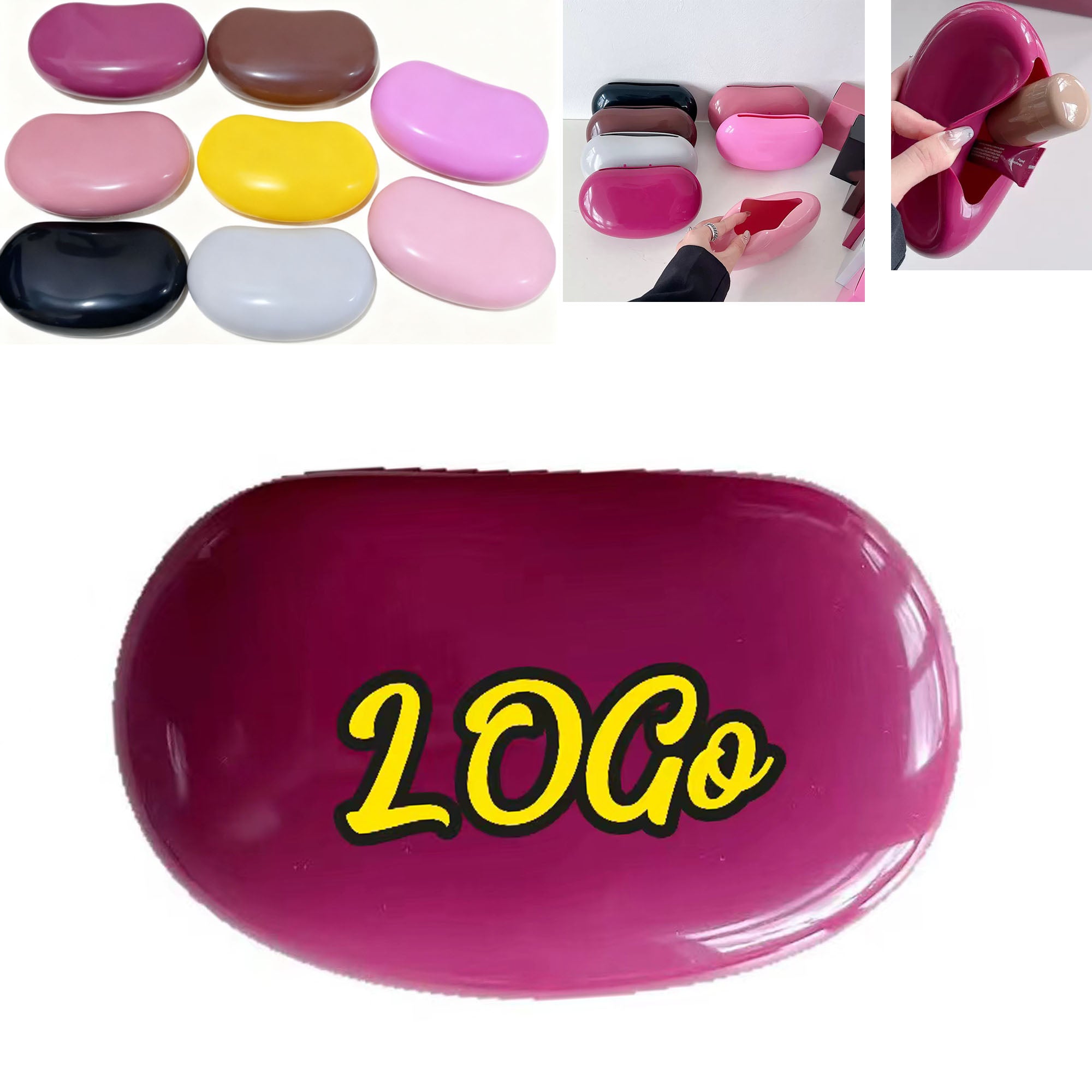 Silicone Pea Shaped Cosmetic Organizer Storage Case