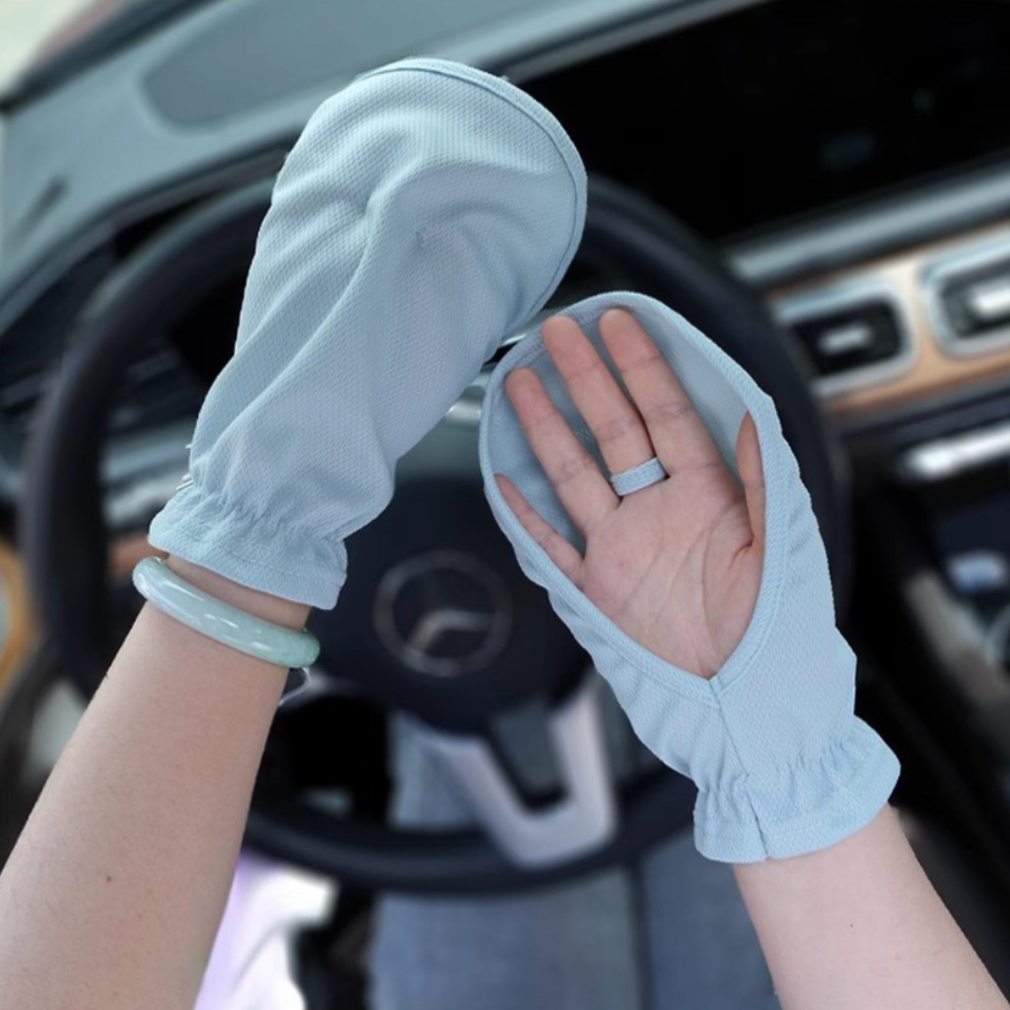 UPF 50 Cooling Fingerless Sun Gloves Women Driving