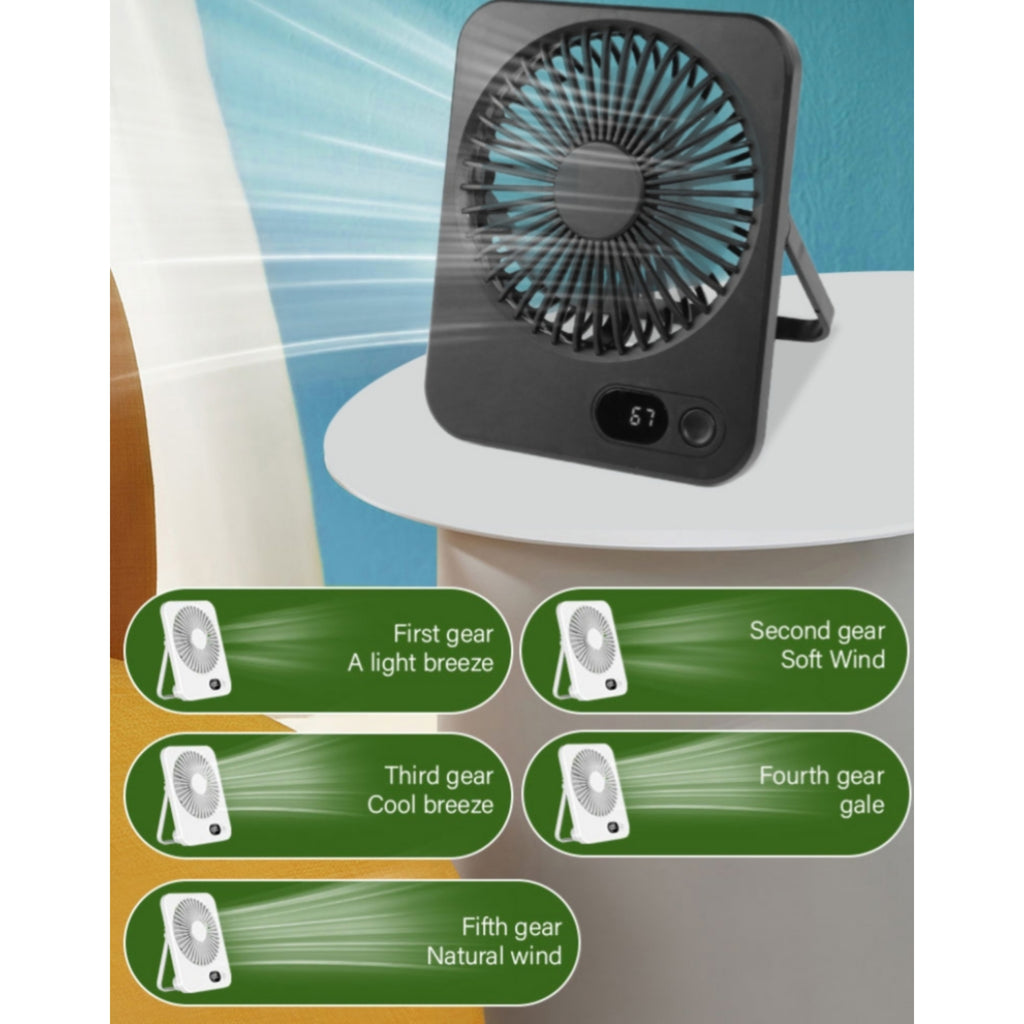 Slim Desk Fan Rechargeable Quiet Folding Handheld Portable