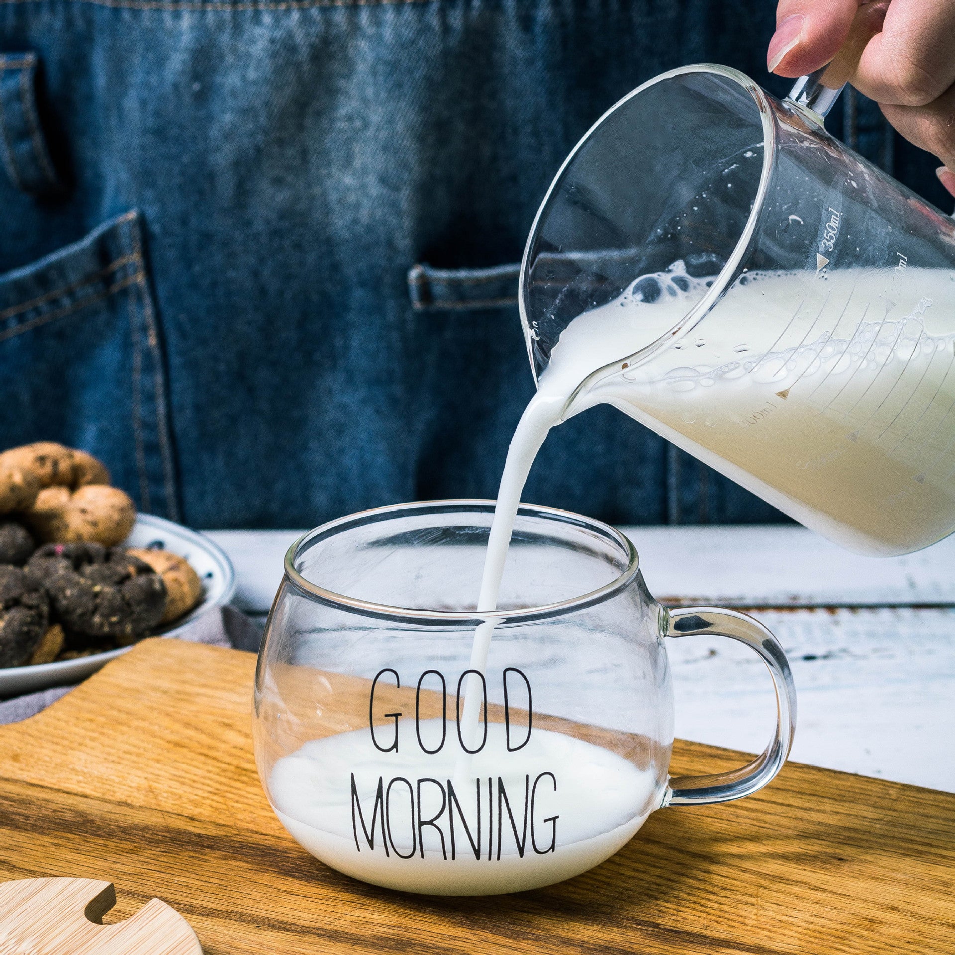350Ml Customizable Glass Milk Tea Breakfast Mug
