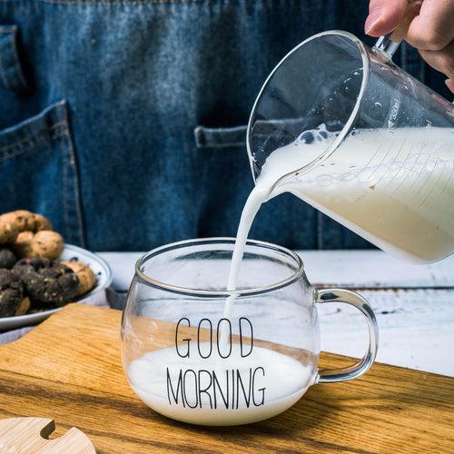 350Ml Customizable Glass Milk Tea Breakfast Mug