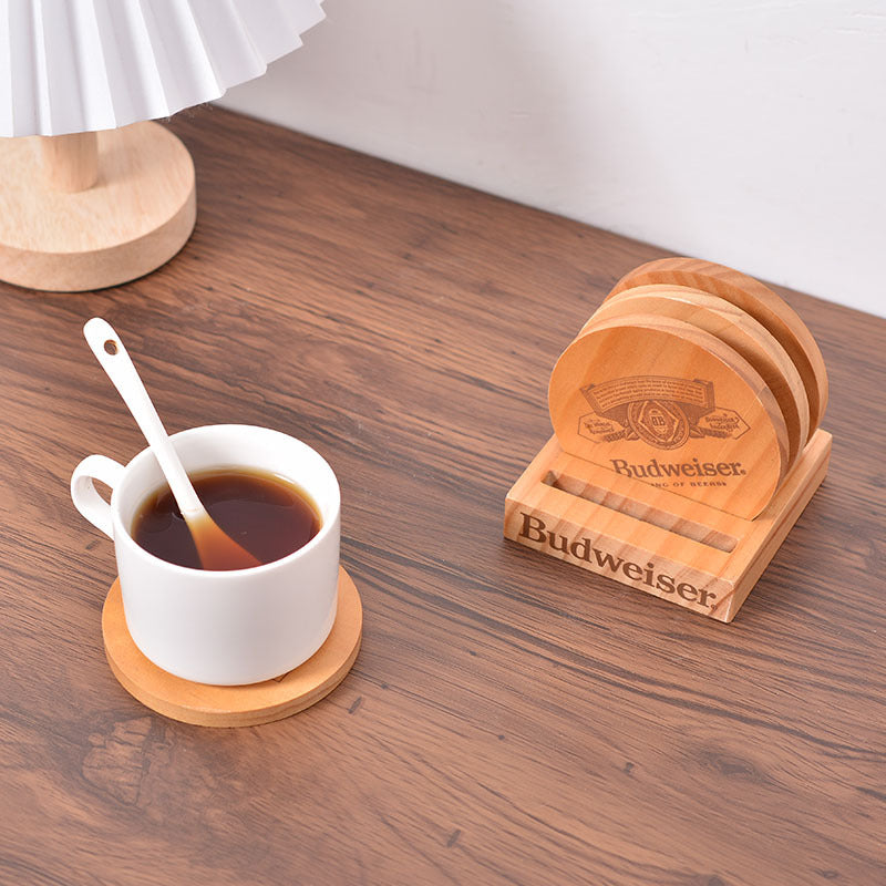 4 Pieces Wooden Round Coaster