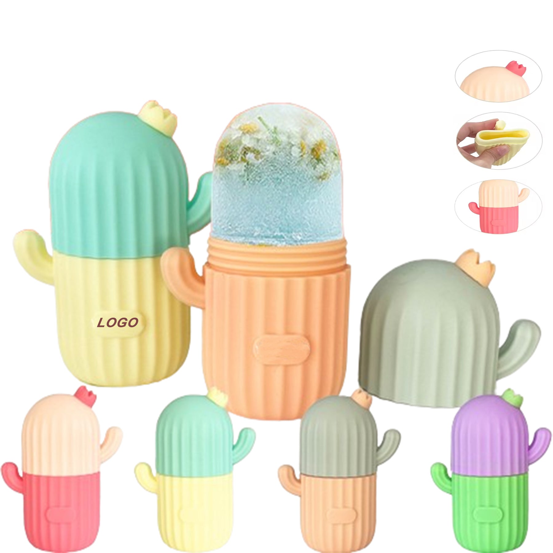 Cactus Shape Silicone Ice Facial Rollers Massagers