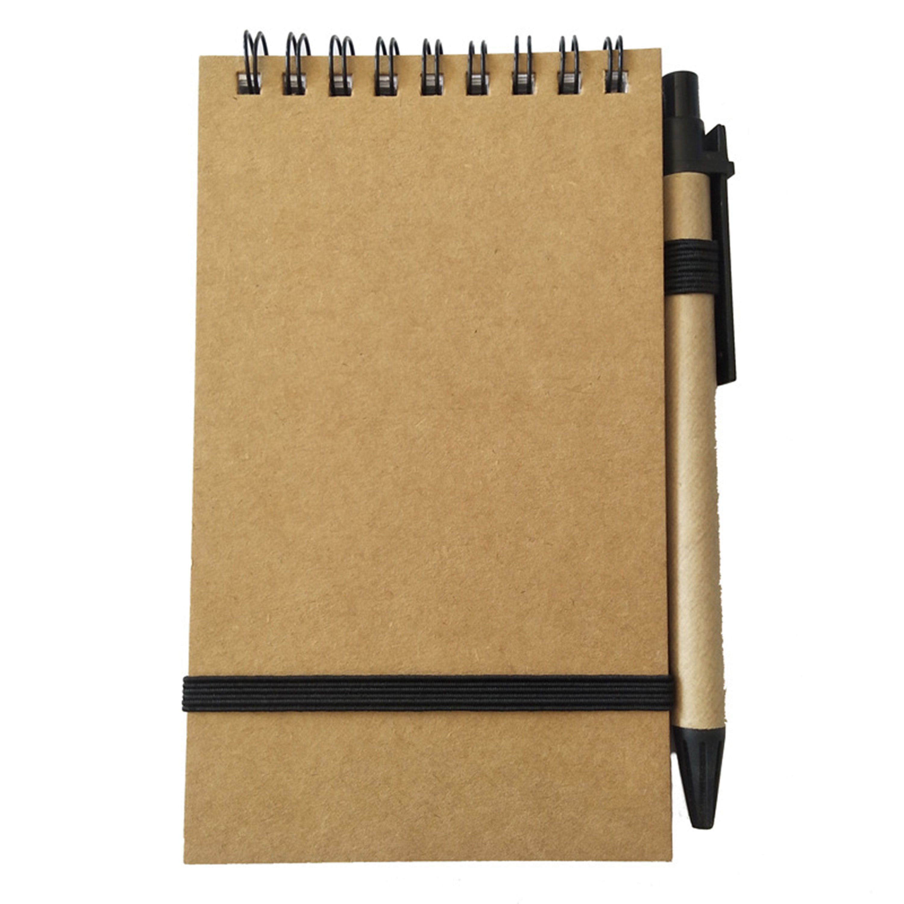 Vintage Spiral Notepad With Elastic Band And Pen