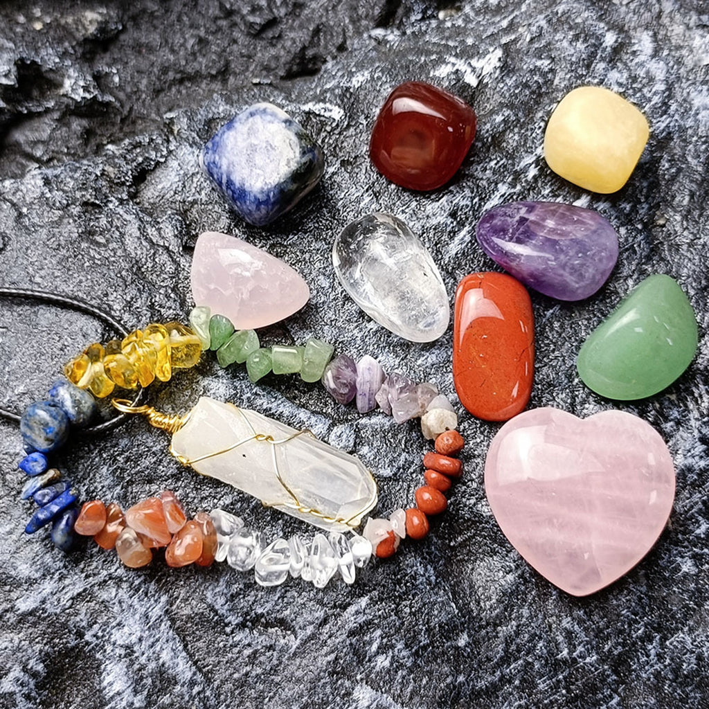 Natural Crystal Jade Colorful Stone Combination Set