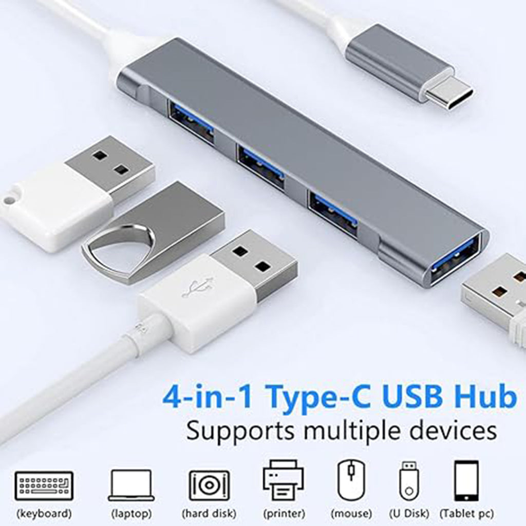 Type-C 3.0 Hub, 4-In-1 Usb-C Adapter With 3 Usb Ports
