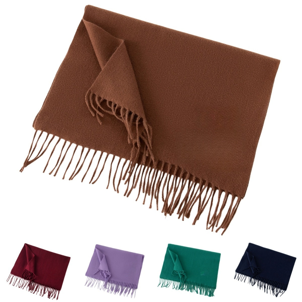 Warm Knitted Woven Scarf With Tassel