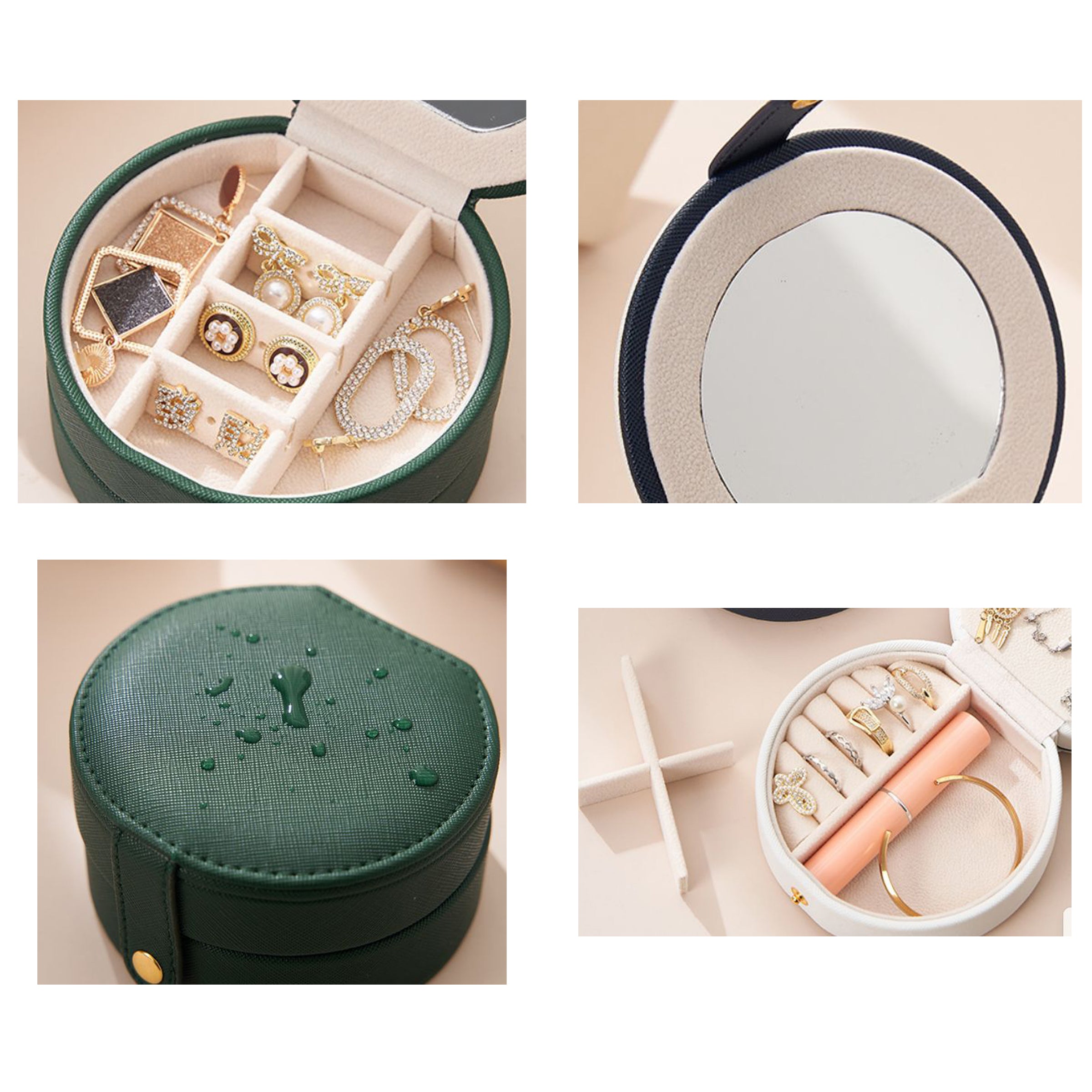 Mini Travel Jewelry Organiser Box With Mirror