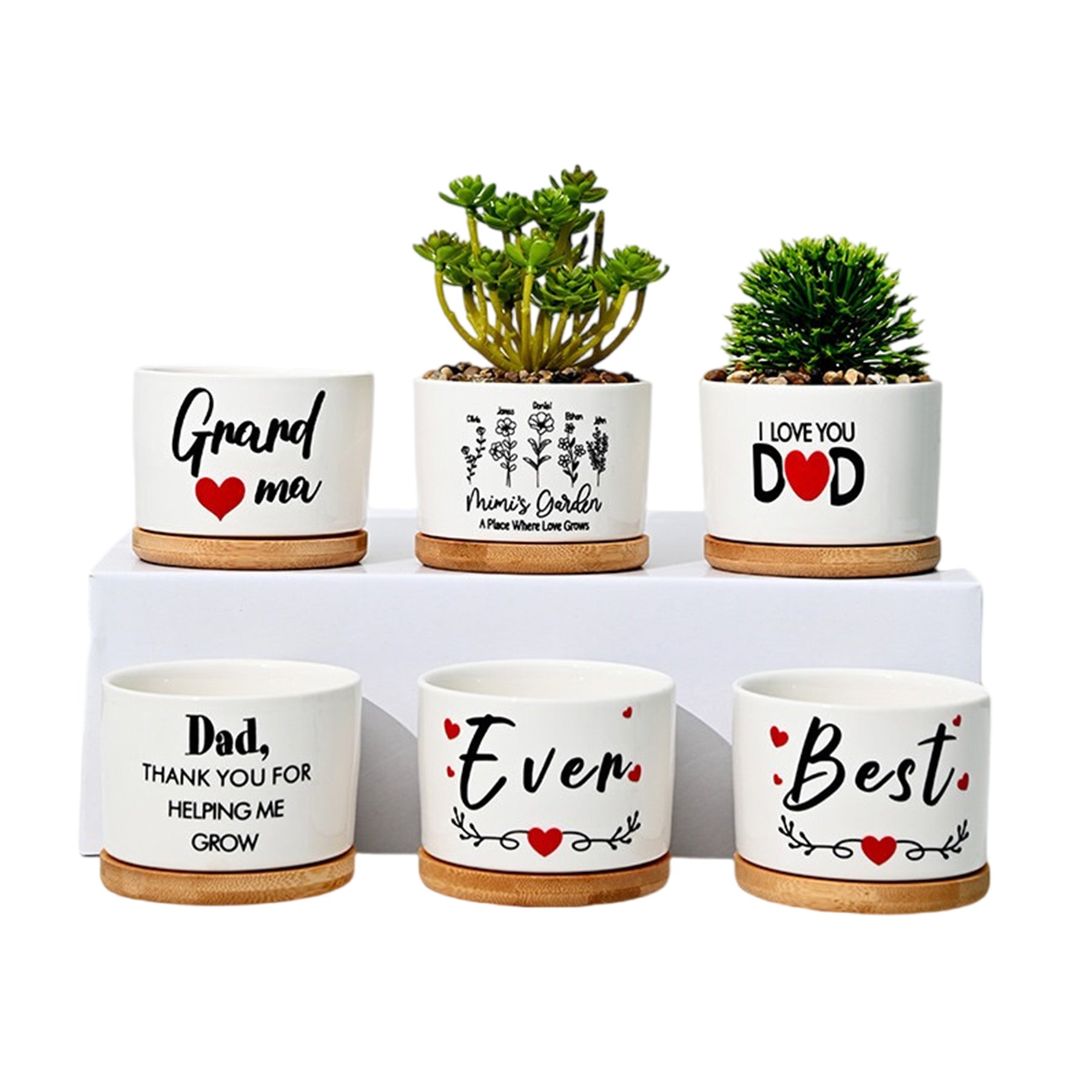 Ceramic Planter With Bamboo Base