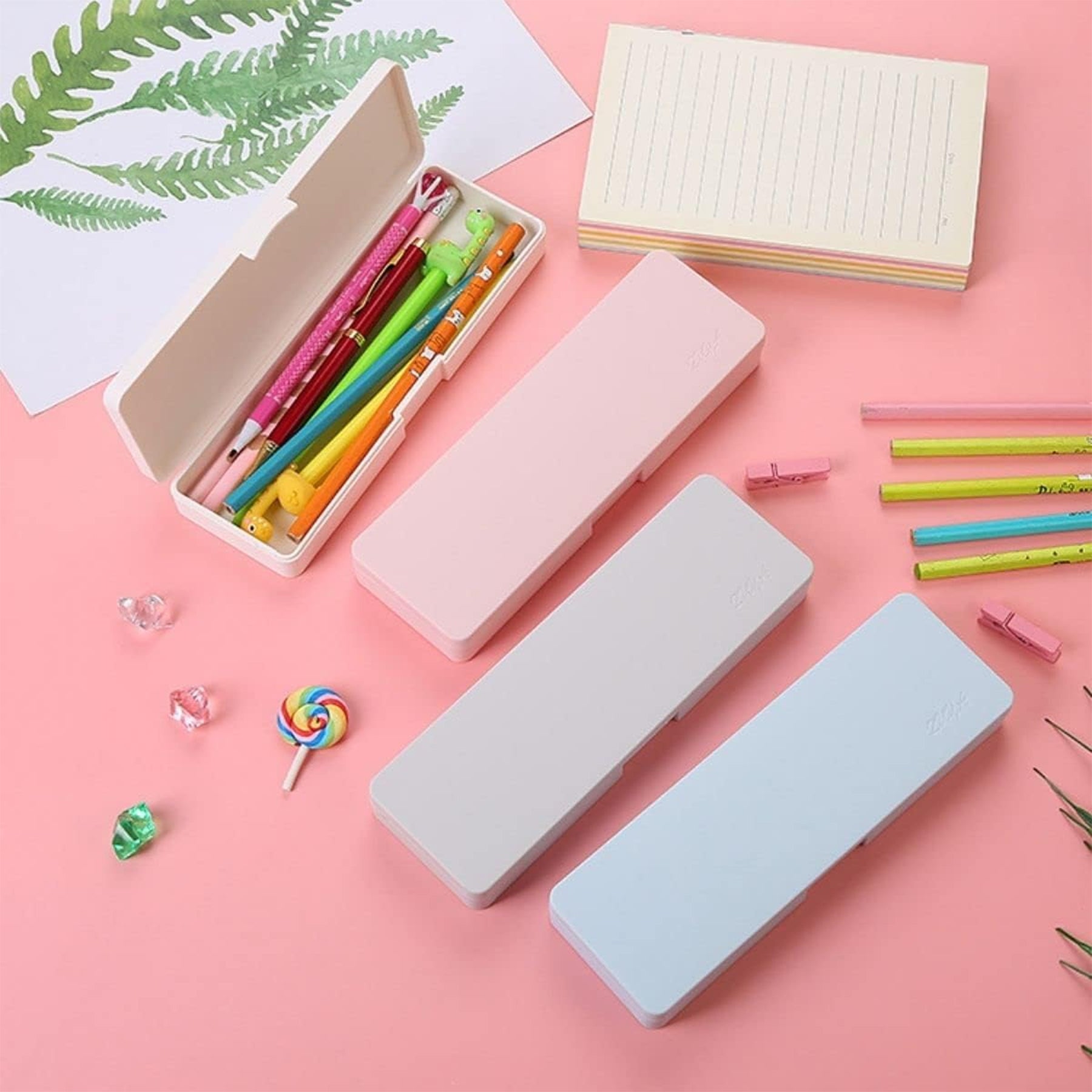 Plastic Pencil Case Storage Organizer Box