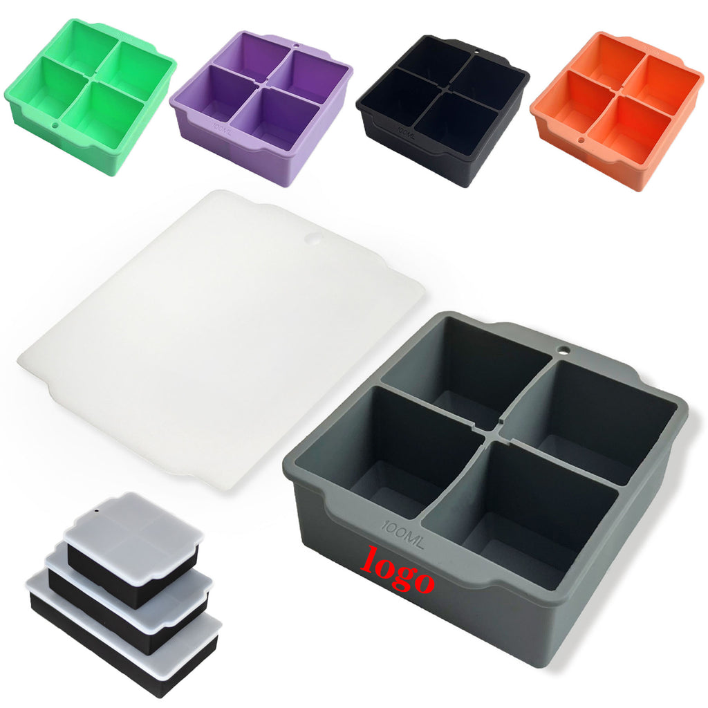 Large Size Silicone Ice Cube Molds With Leak Proof Removable Lid