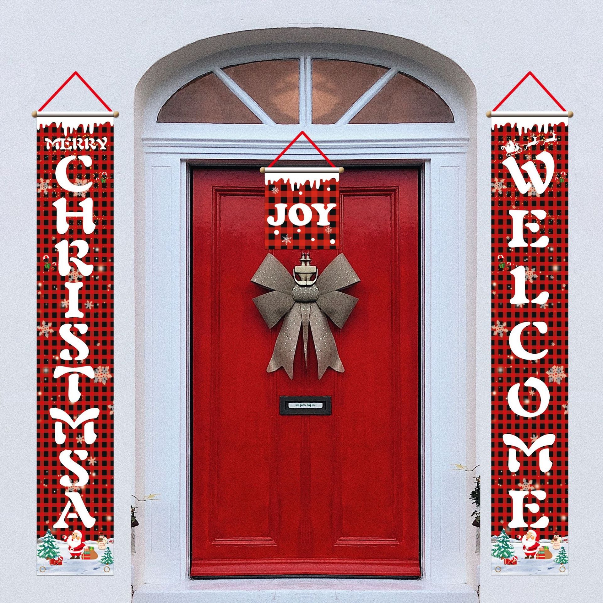 Christmas Door Decorations Xmas Porch Banner Hanging Banners Couplet