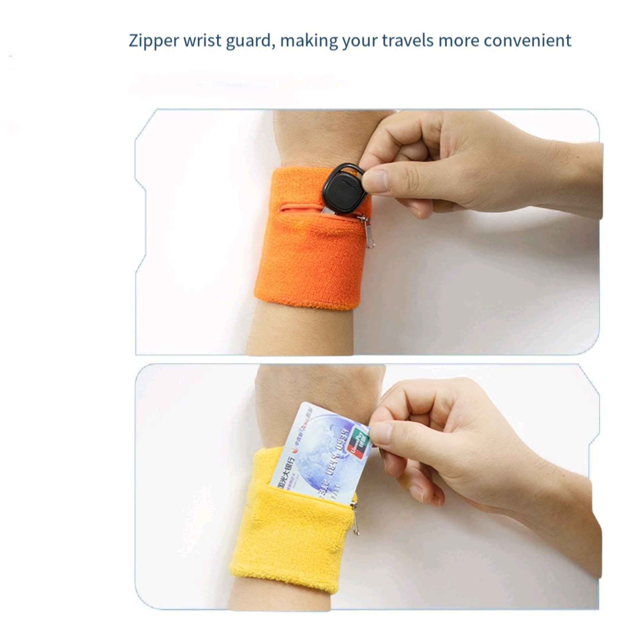 Zipper Sweat Wristband Pocket Tennis Gym Support