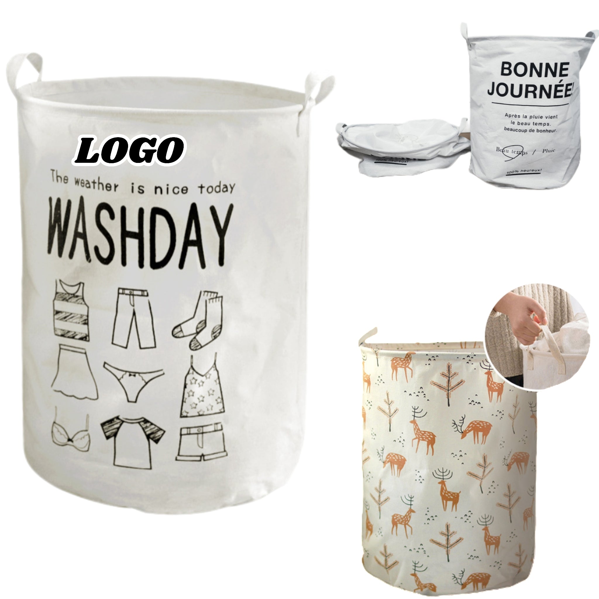 Cotton - linen Laundry Storage Basket