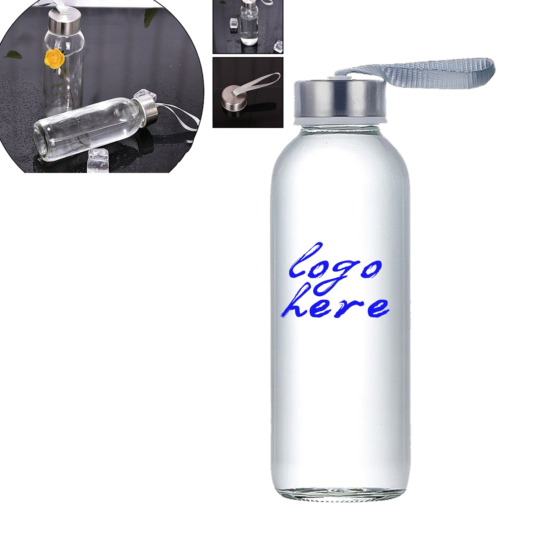 17 Oz Stainless Lid Glass Bottles