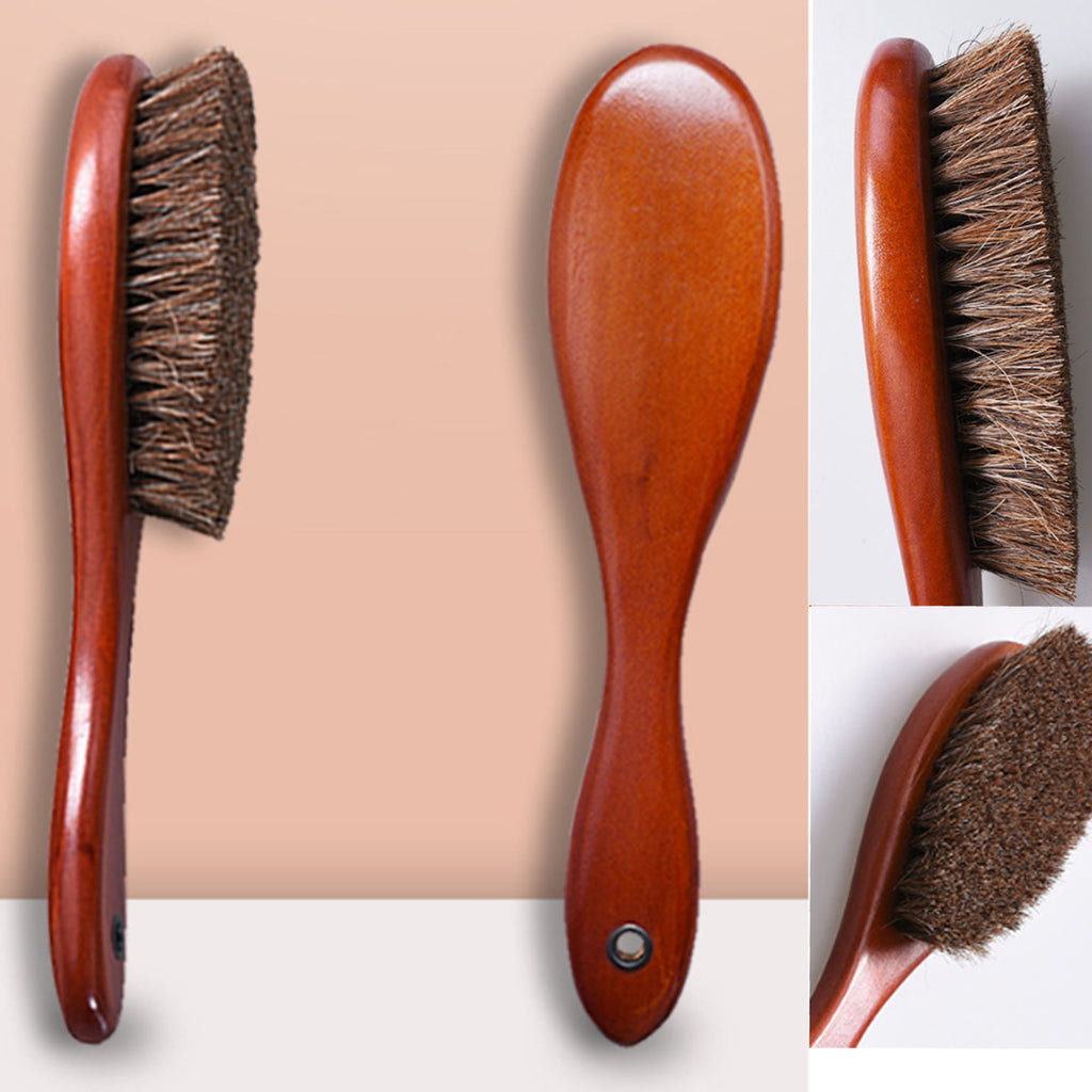 Beech Wood Horsehair Long Handle Shoe Brush Leather Cleaner
