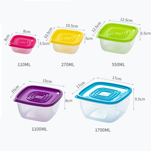 5-Piece Rainbow Lunch Boxes Food Storage Containers With Lids